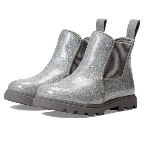 Native Shoes Kids Silver Glitter Kensington Treklite Chelsea Boots Size 6 - Picture 1 of 10
